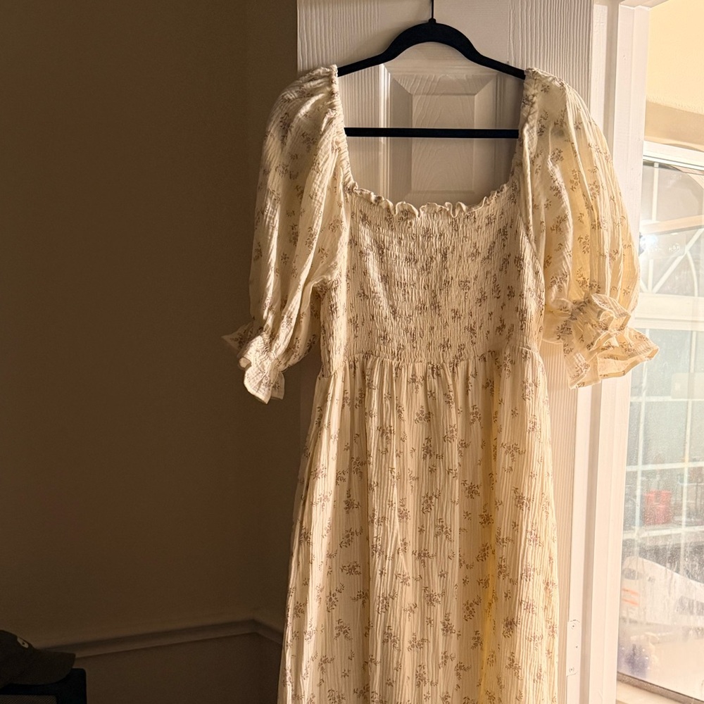 Elegant Cream Floral Dress
